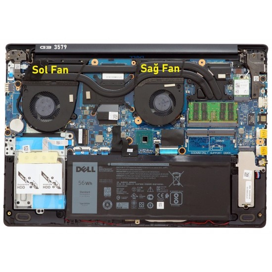 Dell P75F003 ,G3-3579 ,G3-3779 ,G5-5587 ,0GWMFV Uyumlu Notebook Fan V1 (Sağ Fan)