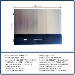 INNOLUX ZE104IA-03D 10.4 İNÇ 1024X768 IPS LCD EKRAN INNOLUX ZE104IA-03D 10.4 İNÇ 1024X768 IPS LCD EKRAN